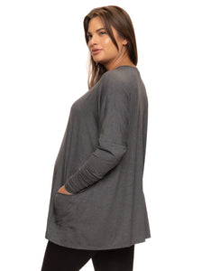 Modal Span Side Drape Maternity L/S Top