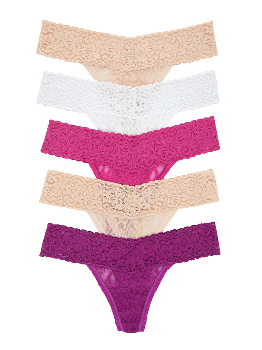 Signature Stretchy Lace Low Rise Thong 5-Pack
