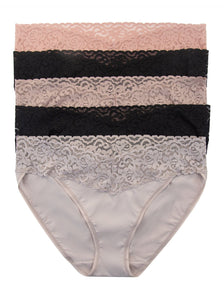 Felina Super Stretchy Bikini Underwear For Women 5-Pack Lace Trim Ladies Panties 