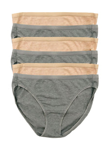 Felina Organic Cotton Bikini Underwear for Women Seamless Panties for Women Bikini Panties for Women 6-Pack 