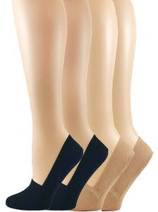no show 4 pack liner socks color-black warm nude
