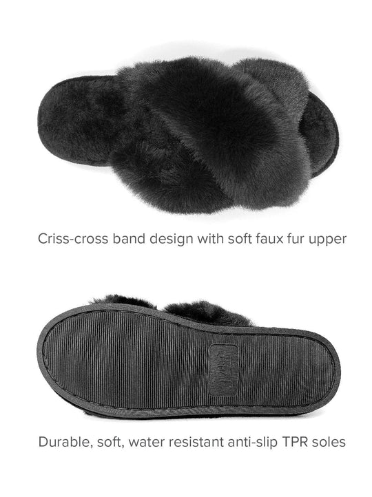 Cozy Plush Cross Band Slippers