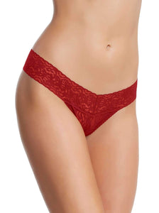 Felina Most Comfortable Super Soft Stretch Lace Thong 5-Pack color-red white combo